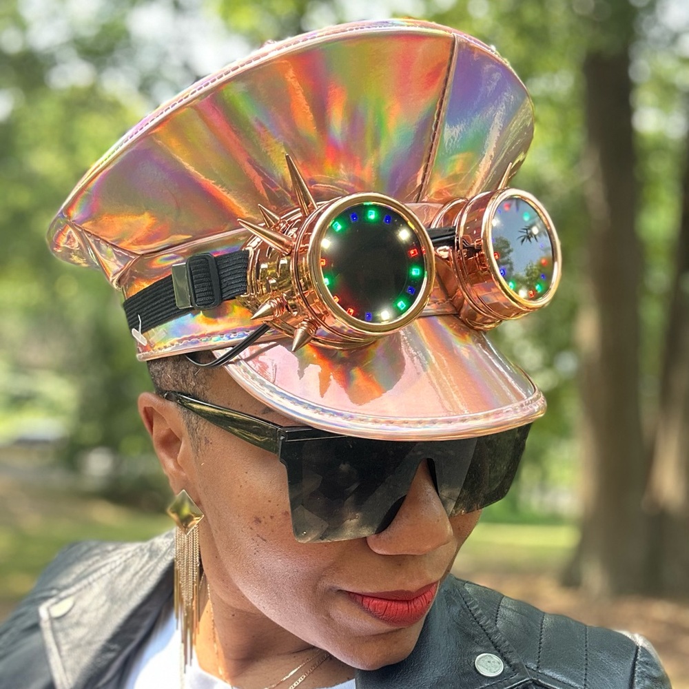 Rose Gold Iridescent Steampunk Festival Rave Concert hat